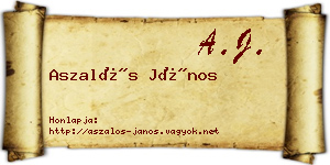 Aszalós János névjegykártya